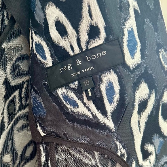 Rag & Bone Vibrant Blue & White Ikat Blazer Size 10 - Picture 6 of 9